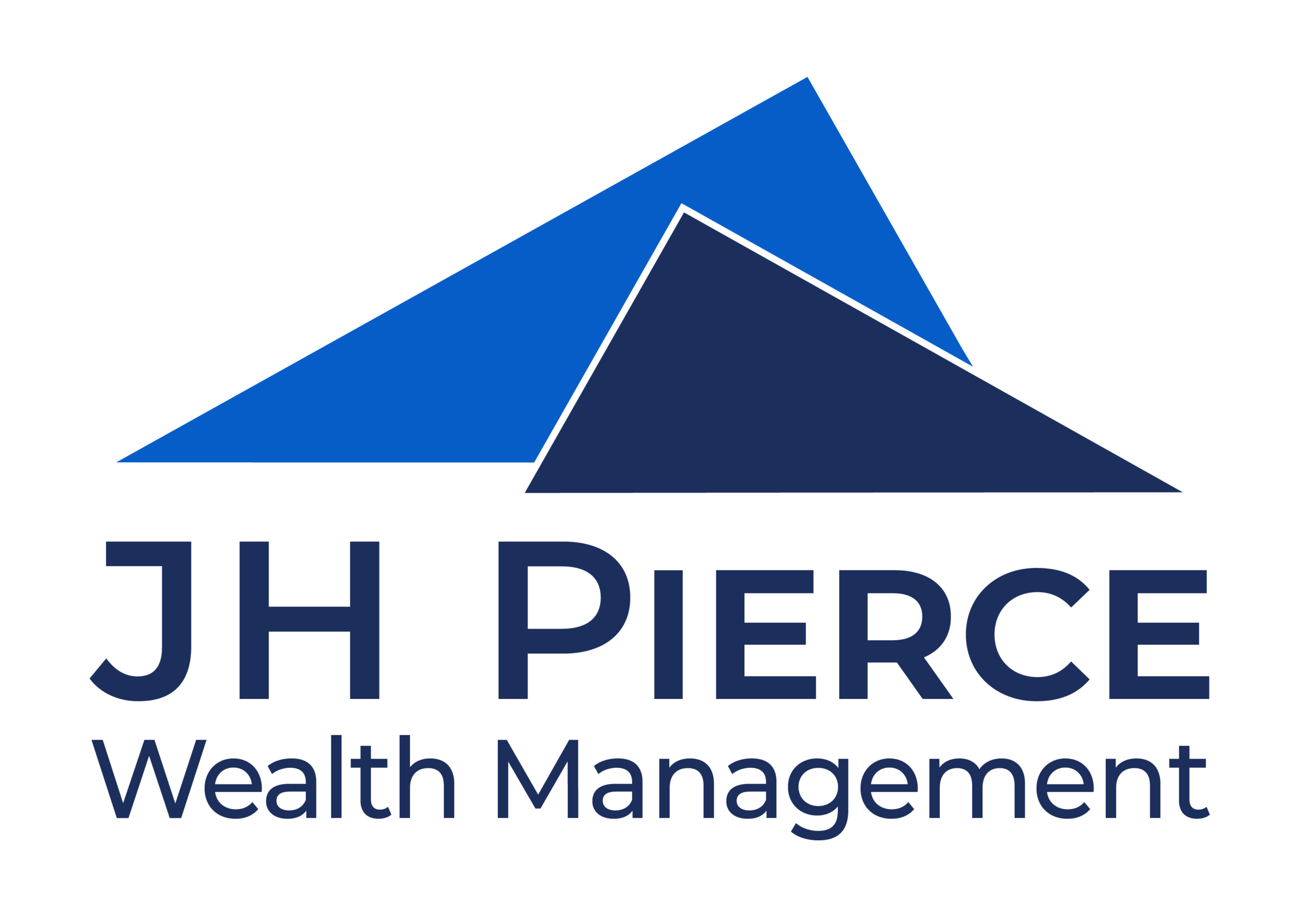logo of overlapping blue triangles above the words 'JH Pierce Wealth Management'